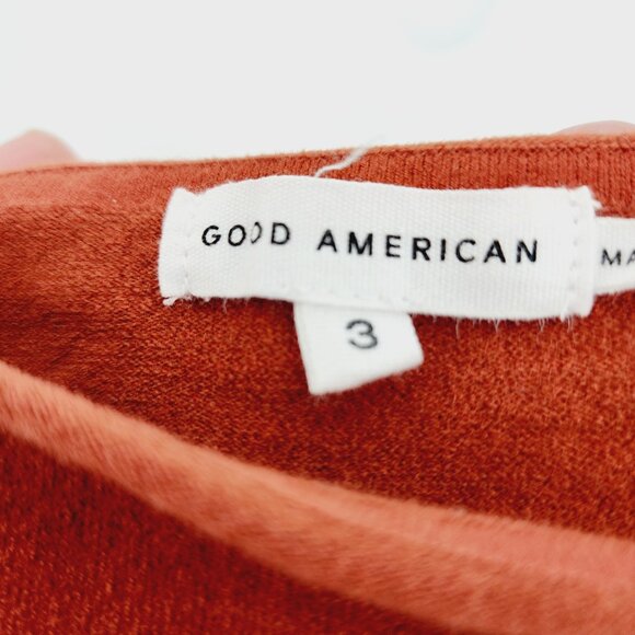 Good American Womens Rust Red Asymmetrical Cutout Long Sleeve Bodysuit Size 3 - Picture 2 of 12